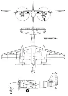 Three-view drawing of the XTSF-1 from Johnson 2008.