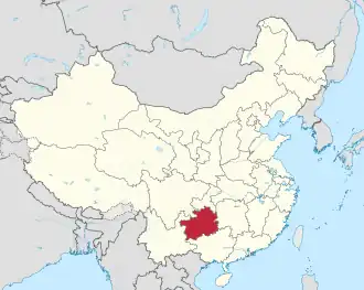 Map showing the location of Guizhou Province
