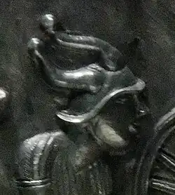 Horned helmet figure on plate C of the Gundestrup cauldron (2nd–1st century BC).