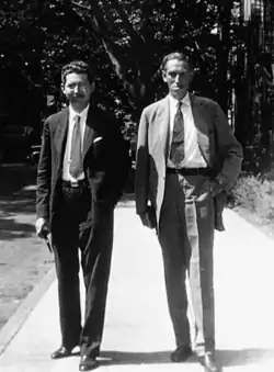 Frank Belknap Long, left, and H. P. Lovecraft, right, walking in Brooklyn