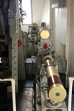 A round in a fuze setter on HMS&nbsp;Belfast