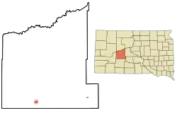 Location in Haakon County and the state of South Dakota