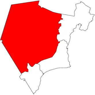 The wilayat of Haima in the Al Wusta Governorate in Oman filled in red.