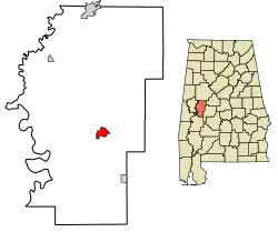 Location of Greensboro in Hale County, Alabama