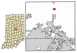 Location of Arcadia in Hamilton County, Indiana.