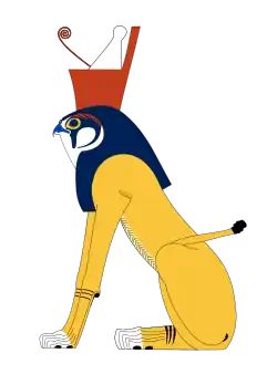 Har-em-akhet or Heru-ur, two forms of Horus in which he had the body of a lion