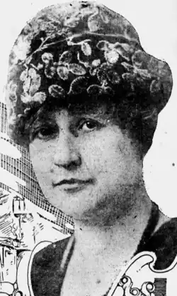 Harriet Cole Emmons, wearing an embroidered hat