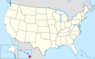 Map of the United States highlighting Hawaii