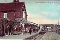 Postcard of Hellingly station from the early 1900s