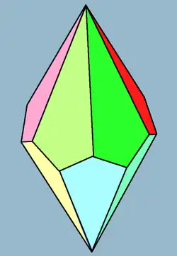Hexagonal trapezohedron: a trapezohedron with twelve kites. It is face-transitive, the dual of hexagonal antiprism, and has D6d symmetry of order 24.