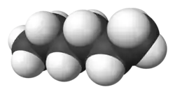 Spacefill model of hexane