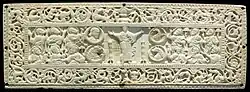 Unusual Anglo-Saxon or Alpine, ivory box cover, c. 750–800, with Mary and the Evangelists' symbols