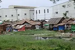 Informal Housing next to factories, Hlaingtharya