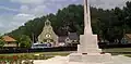 View from the cemetery towards the old chapel now housing the Hooge Crater Museum