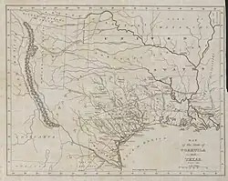 1833 map of Coahuila y Tejas