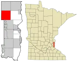 Location of the city of Hugo within Washington County, Minnesota