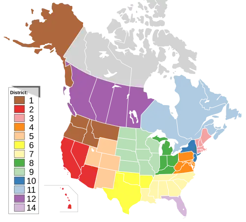 IATSE district color map