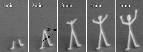 Snapshots of growing a doll-like nanostructure by IBID