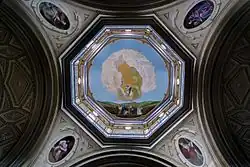 Dome interior depicting the Ascension of Jesus, with paintings of the Four Evangelists in the pendentives[a]