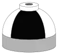 Illustration of cylinder shoulder painted in black and white quarters for a mixture of oxygen and nitrogen.