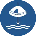 M040 — Lower liferaft to the water in launch sequence