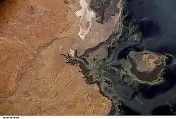 Satellite view of the Kneiss Islands, Tunisia