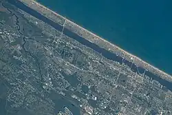 Bridges over the Halifax River on July 4, 2022; taken from the International Space Station