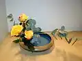 Moribana using yellow roses