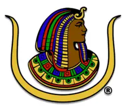 Profile of Isis with Egyptian headdress surrounded by cow horns, her traditional symbol