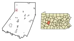 Location of Plumville in Indiana County, Pennsylvania.