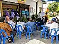 Vote counting at a polling station in Pekanbaru, Riau during election day.