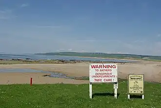 Information boards at Machrihanish Bay