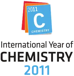 A red square behind an orange square, which is behind a blue square that says "2011 C Chemistry" on it. Under this, there are the words "International Year of Chemistry 2011".