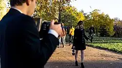 Ioannis Makro during film shooting in London with Anna Rudolph