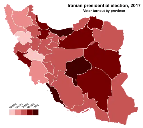 Voter turnout by each province