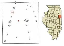 Location of Crescent City in Iroquois County, Illinois