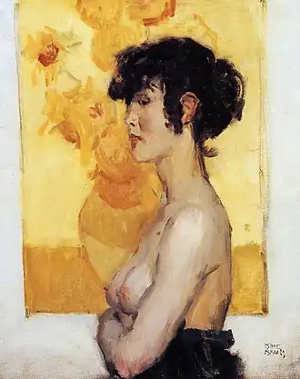 Woman in Profile in Front of Van Gogh's Sunflowers, 1918, Museum de Fundatie, Zwolle[note 2][29][30][31]