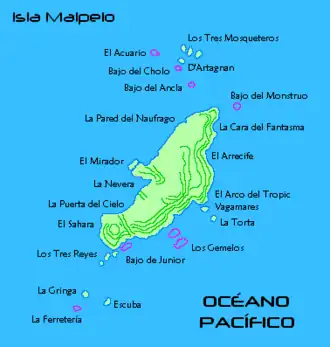 Map of Malpelo Island, namesake of the plate