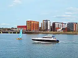Centenary Quay from across the river Itchen.