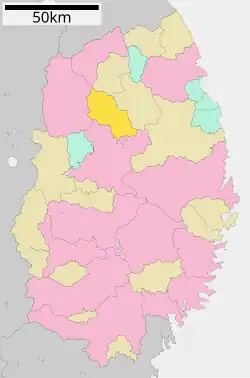 Location of Iwate in Iwate Prefecture