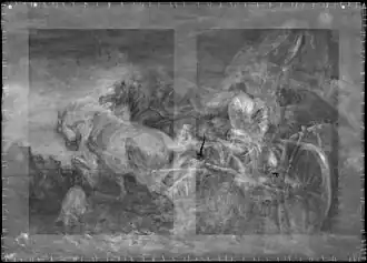 X-ray of the painting, sketch by Antoni A. Piotrowski is visible