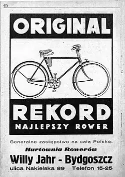 Advert. for Bike Firm at Nakielska 89, c. 1936