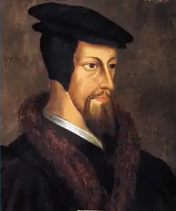 Painting depicting a portrait of John Calvin