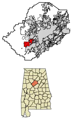 Location of Hueytown in Jefferson County, Alabama
