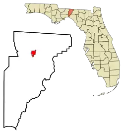 Location in Jefferson County and the state of Florida