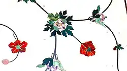 Close up view of the intricately inlaid marble on Jehangir's cenotaph