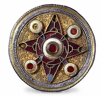 Plated disc brooch
