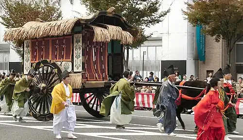 Reproduction Japanese aristocracy's bullock cart in Jidai Matsuri