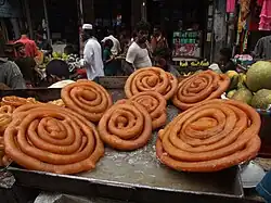 Shahi jilapi, meaning King's jilapi, in Dhaka, Bangladesh.[34] It is the largest form of the dessert.