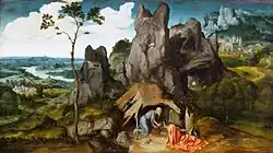 St Jerome in the Desert, c. 1520, oil on panel, 78 cm × 137 cm (31 in × 54 in), Louvre, Paris